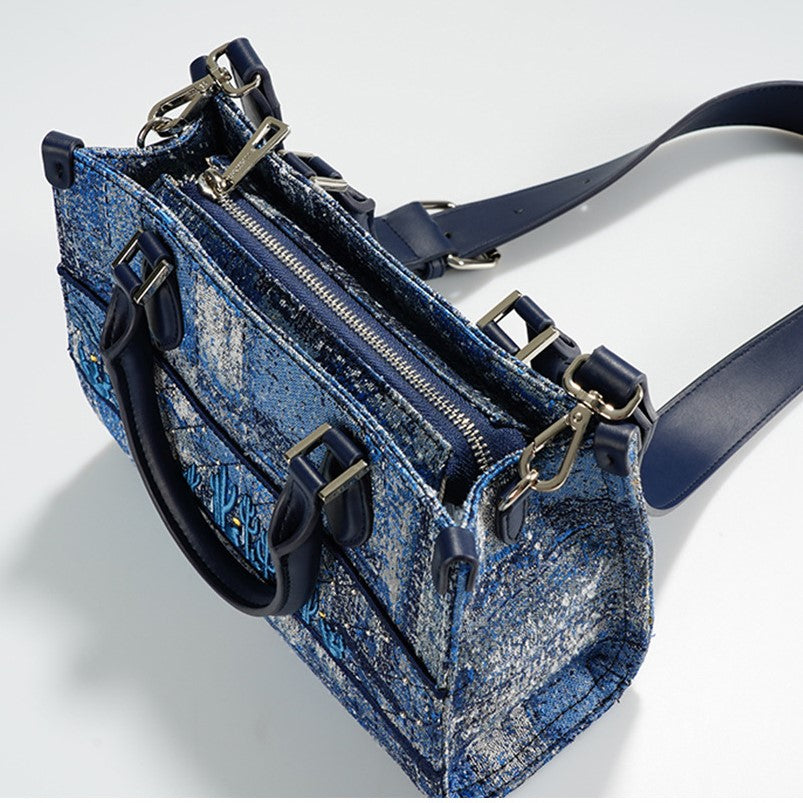 Azure Tapestry Embroidered Tote