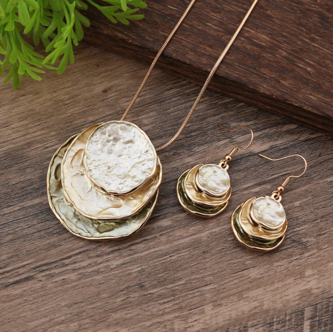 Abstract Multi-Tone Pendant & Earring Set