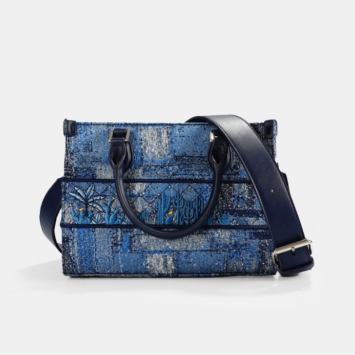 Azure Tapestry Embroidered Tote