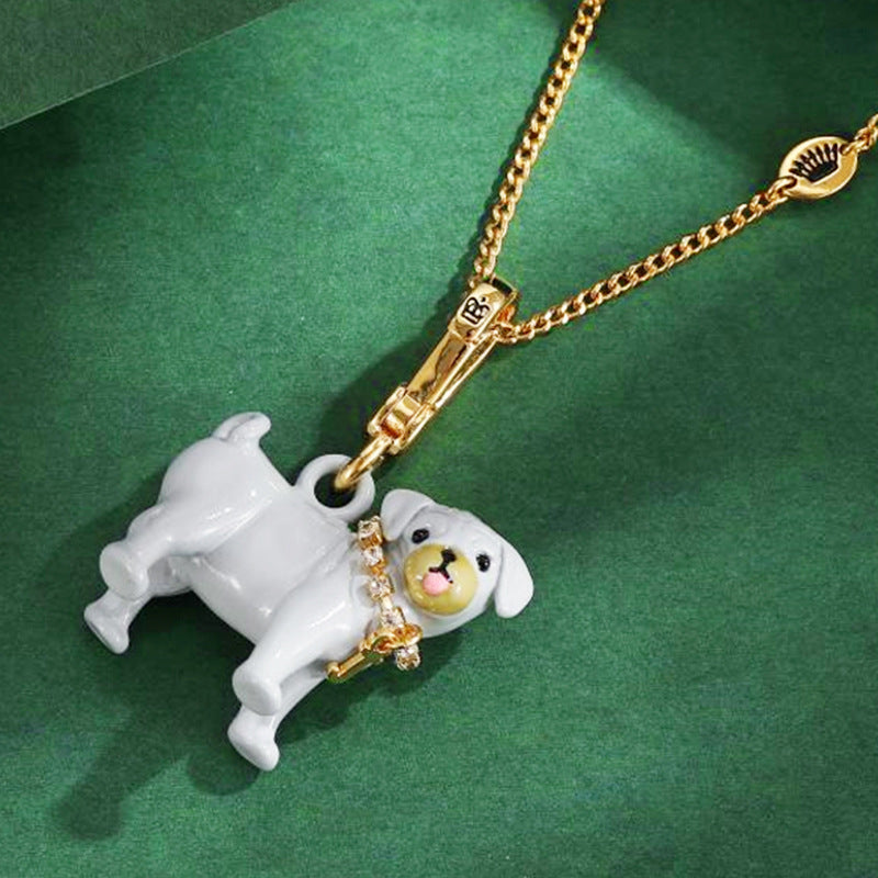 Enamel-Glazed Pendant - Pug