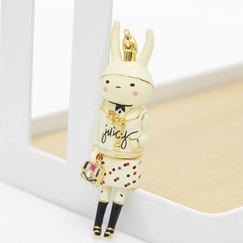 Enamel-Glazed Pendant - Fashionista Bunny