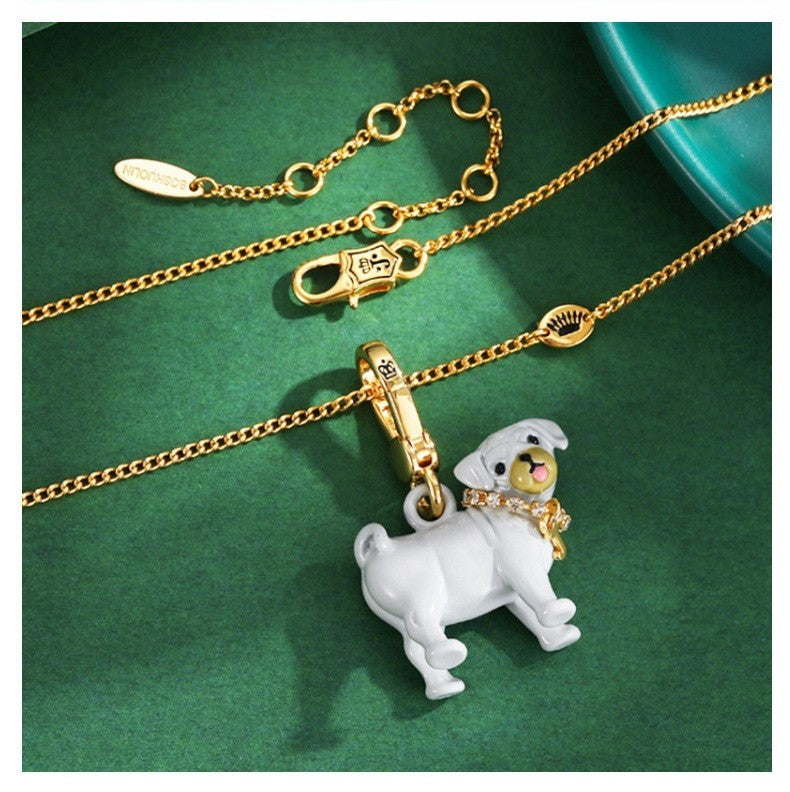 Enamel-Glazed Pendant - Pug