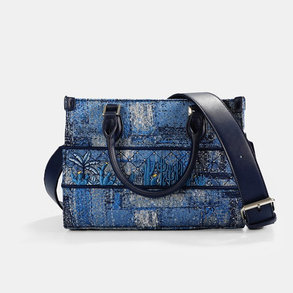 Azure Tapestry Embroidered Tote