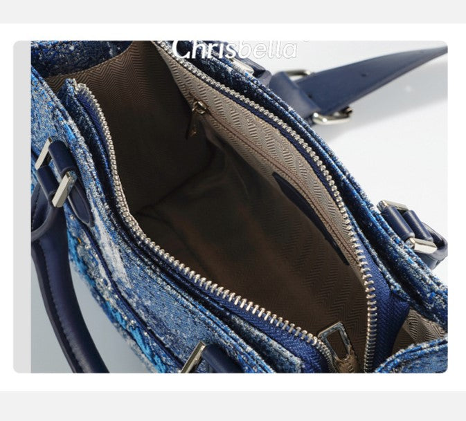 Azure Tapestry Embroidered Tote