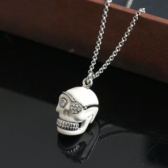 Dapper Skull Eye Patch Necklace