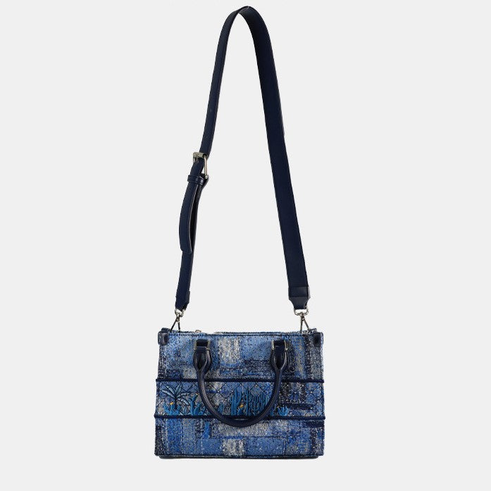 Azure Tapestry Embroidered Tote