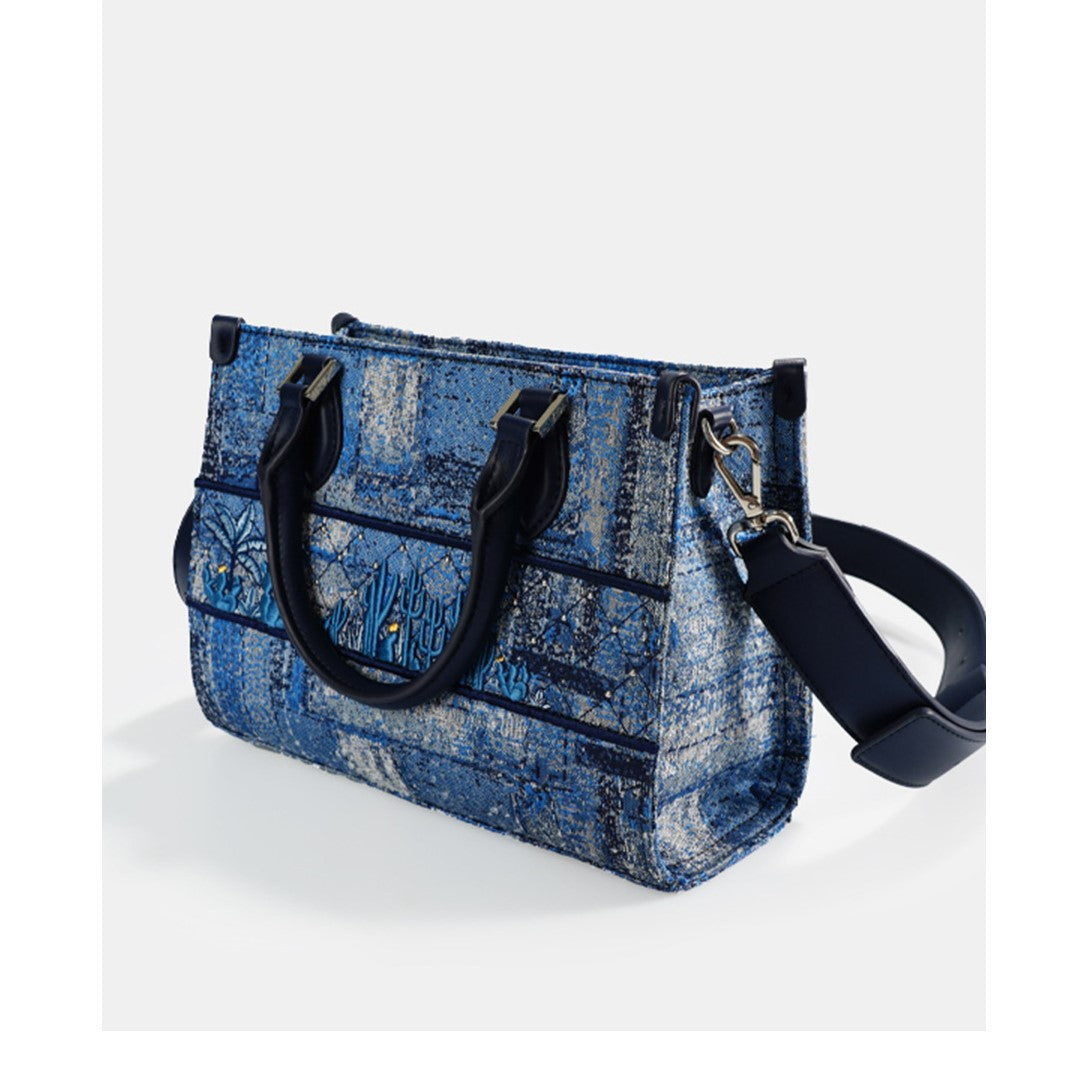 Azure Tapestry Embroidered Tote