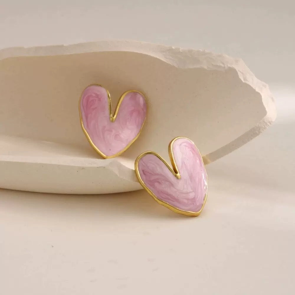 Whimsy Heart Enamel Studs