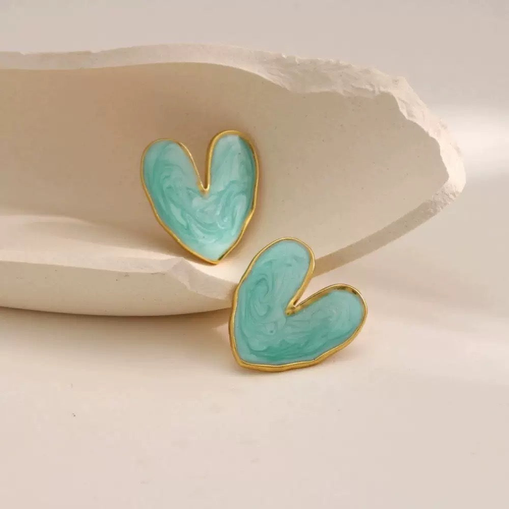 Whimsy Heart Enamel Studs