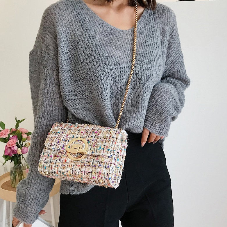 Midnight Tweed Charm Bag