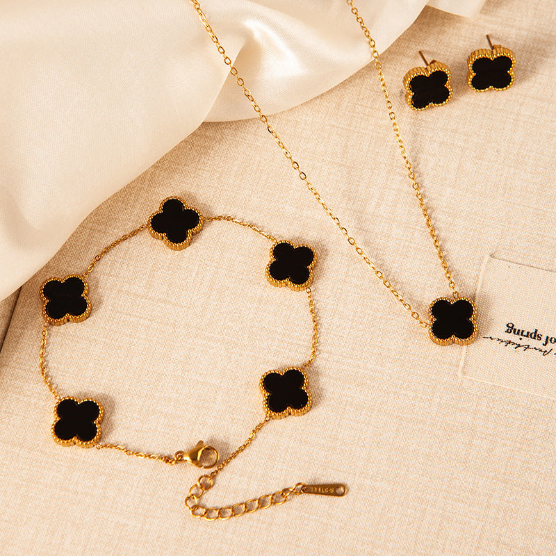Gold-plated Clover Charm Set