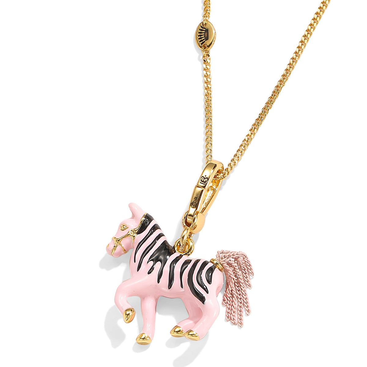 Enamel-Glazed Pendant - Whimsical Zebra