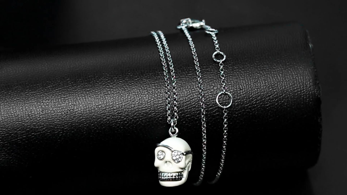 Dapper Skull Eye Patch Necklace