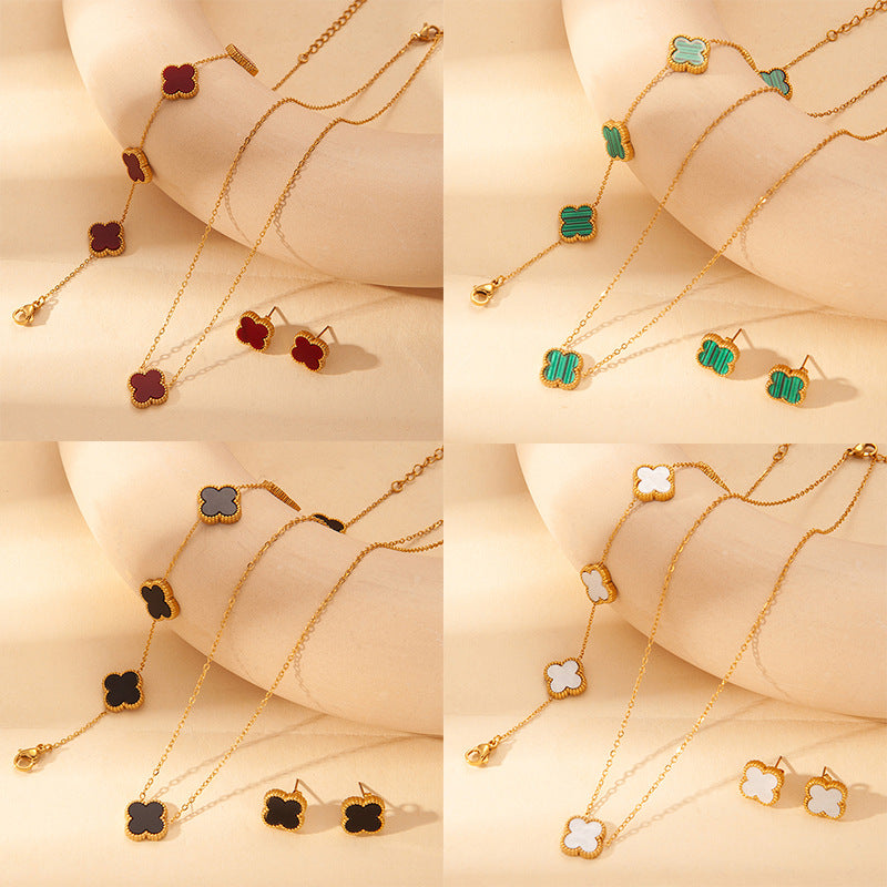 Gold-plated Clover Charm Set
