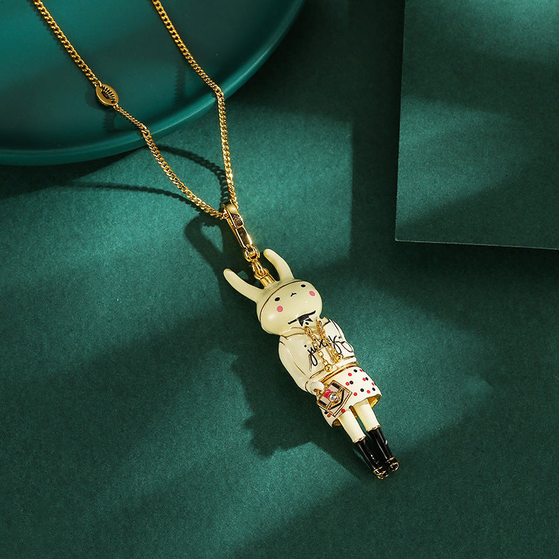 Enamel-Glazed Pendant - Fashionista Bunny