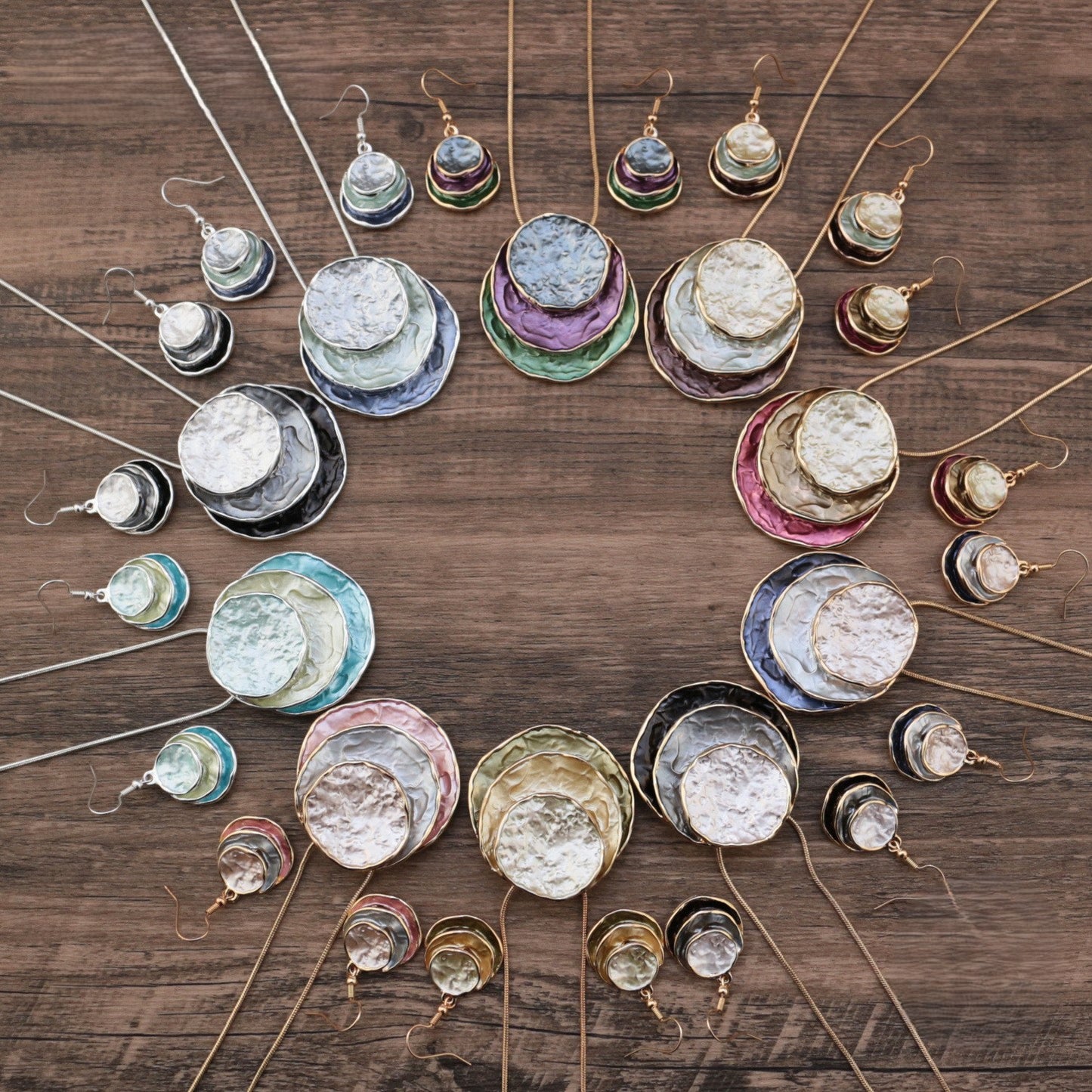 Abstract Multi-Tone Pendant & Earring Set