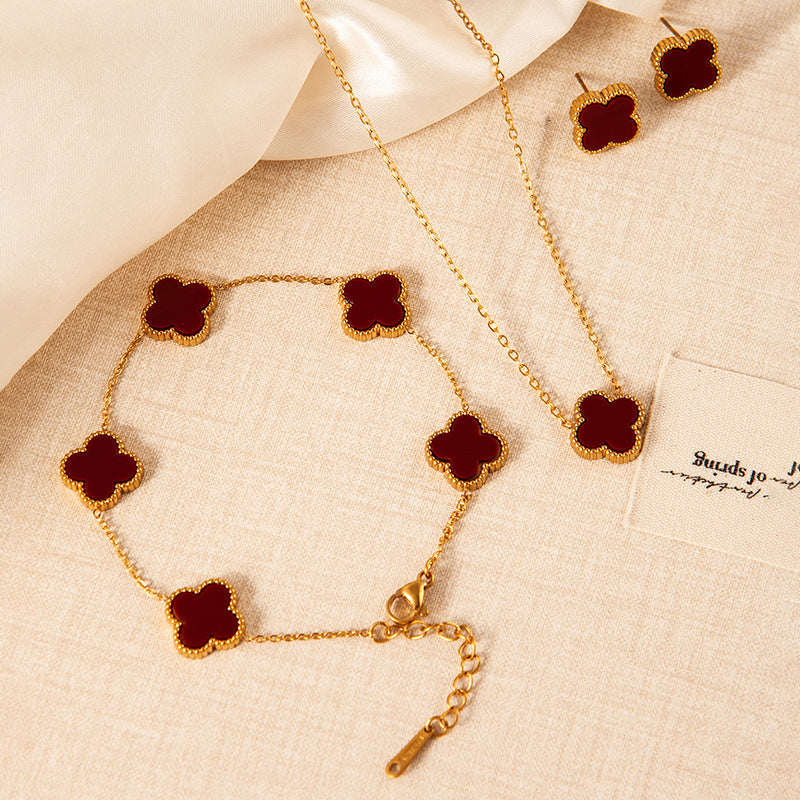 Gold-plated Clover Charm Set