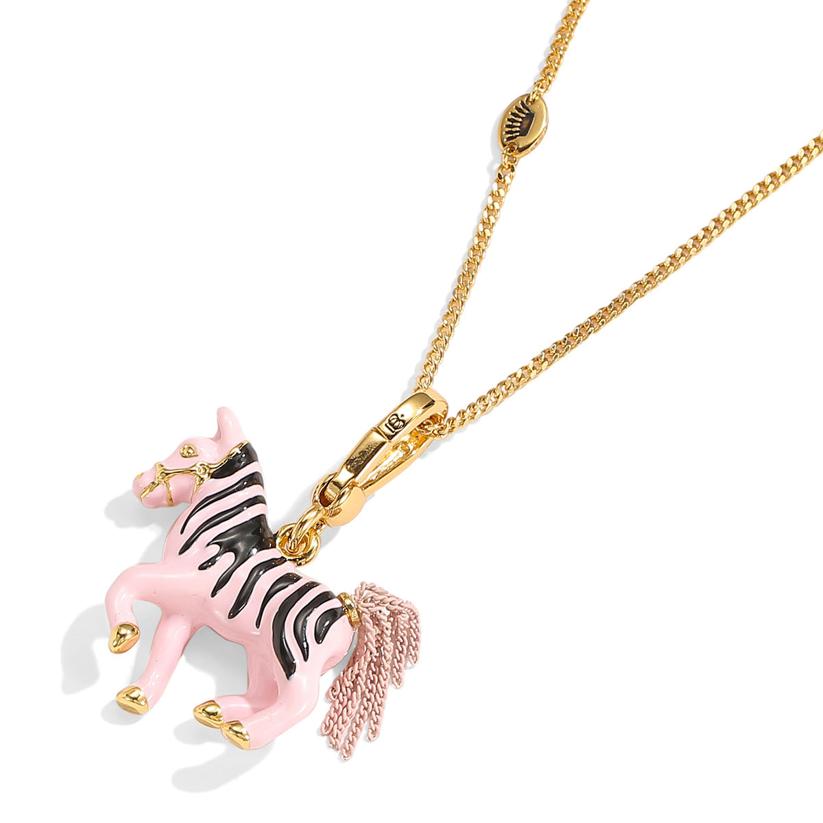 Enamel-Glazed Pendant - Whimsical Zebra