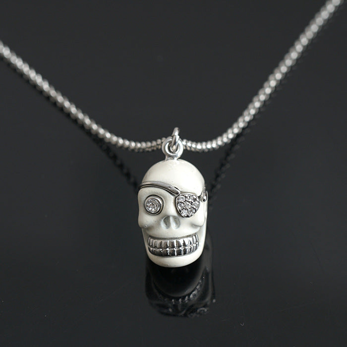 Dapper Skull Eye Patch Necklace