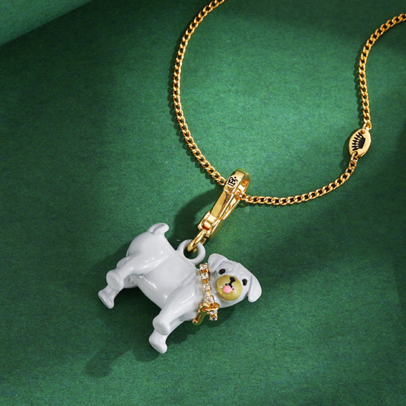 Enamel-Glazed Pendant - Pug