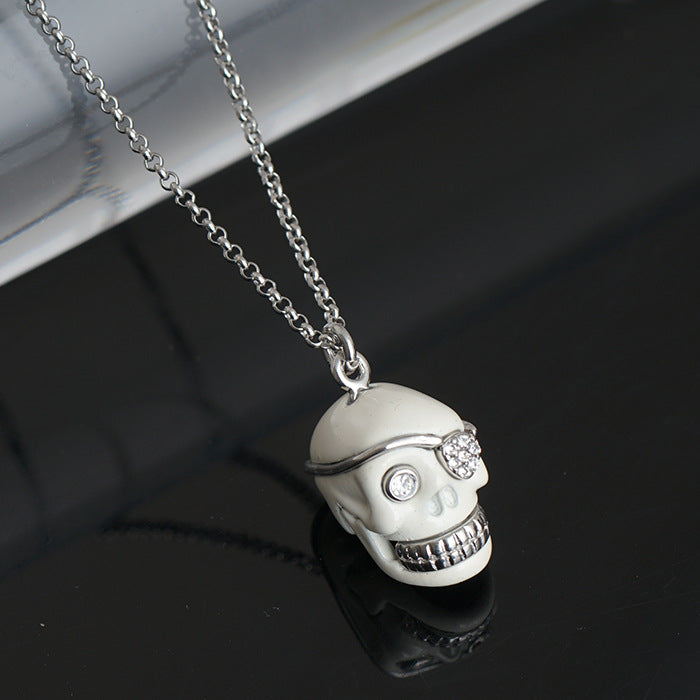 Dapper Skull Eye Patch Necklace