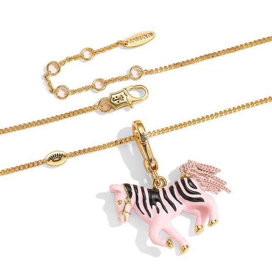 Enamel-Glazed Pendant - Whimsical Zebra