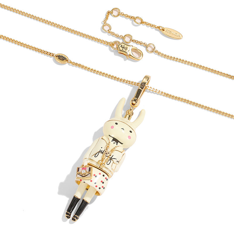 Enamel-Glazed Pendant - Fashionista Bunny