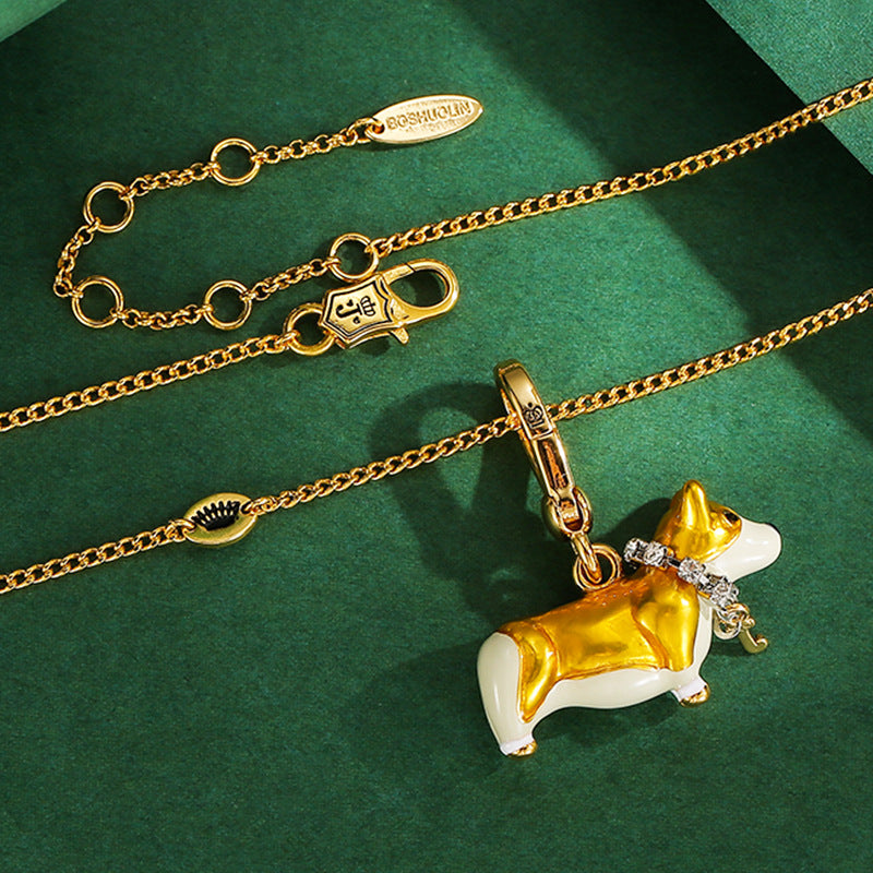 Enamel-Glazed Pendant - Welsh Corgi