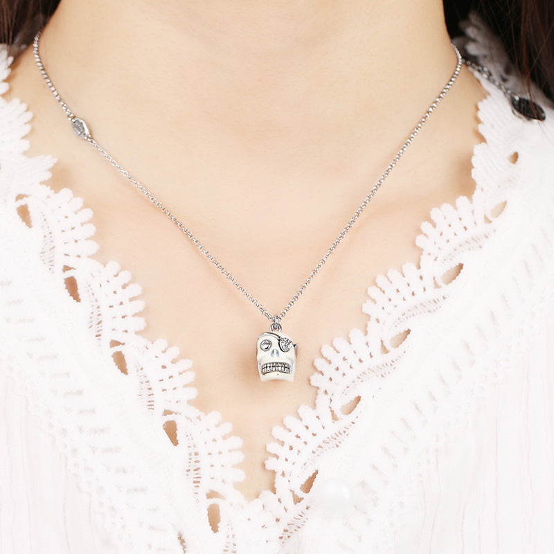 Dapper Skull Eye Patch Necklace