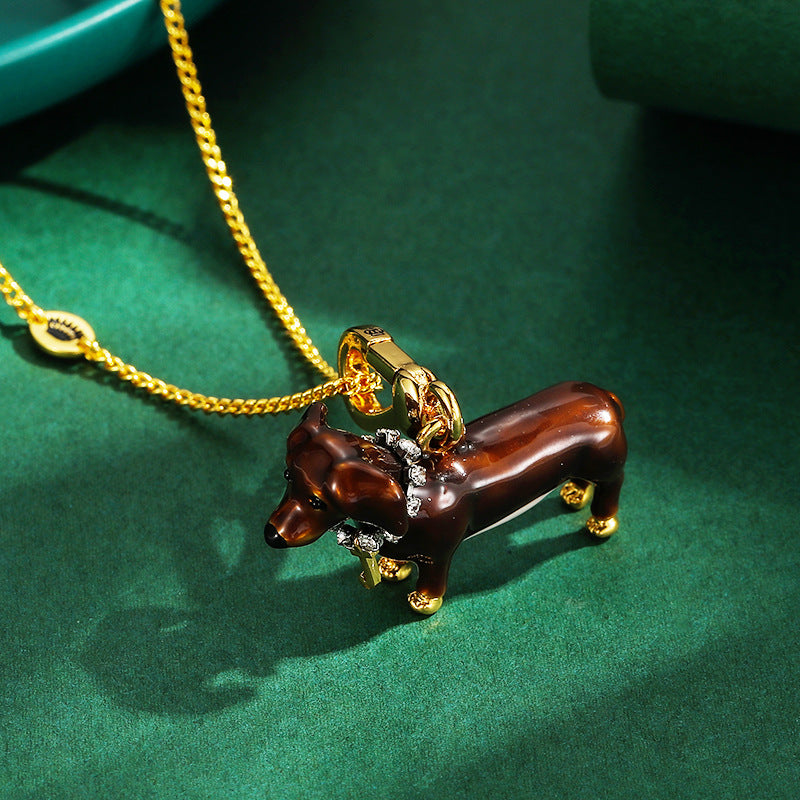 Enamel-Glazed Pendant - Dachshund