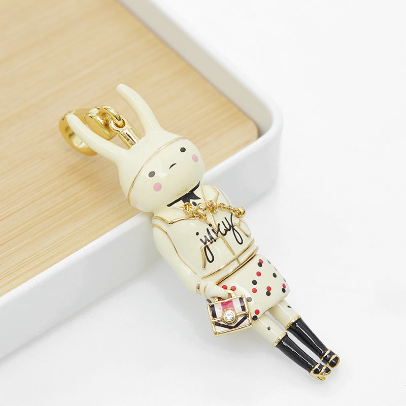 Enamel-Glazed Pendant - Fashionista Bunny