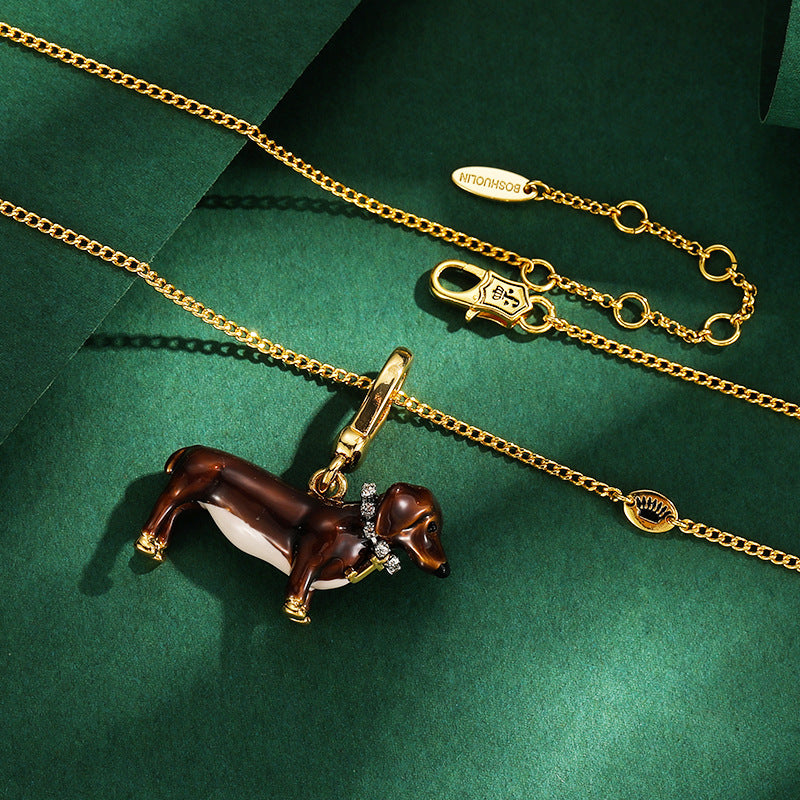 Enamel-Glazed Pendant - Dachshund
