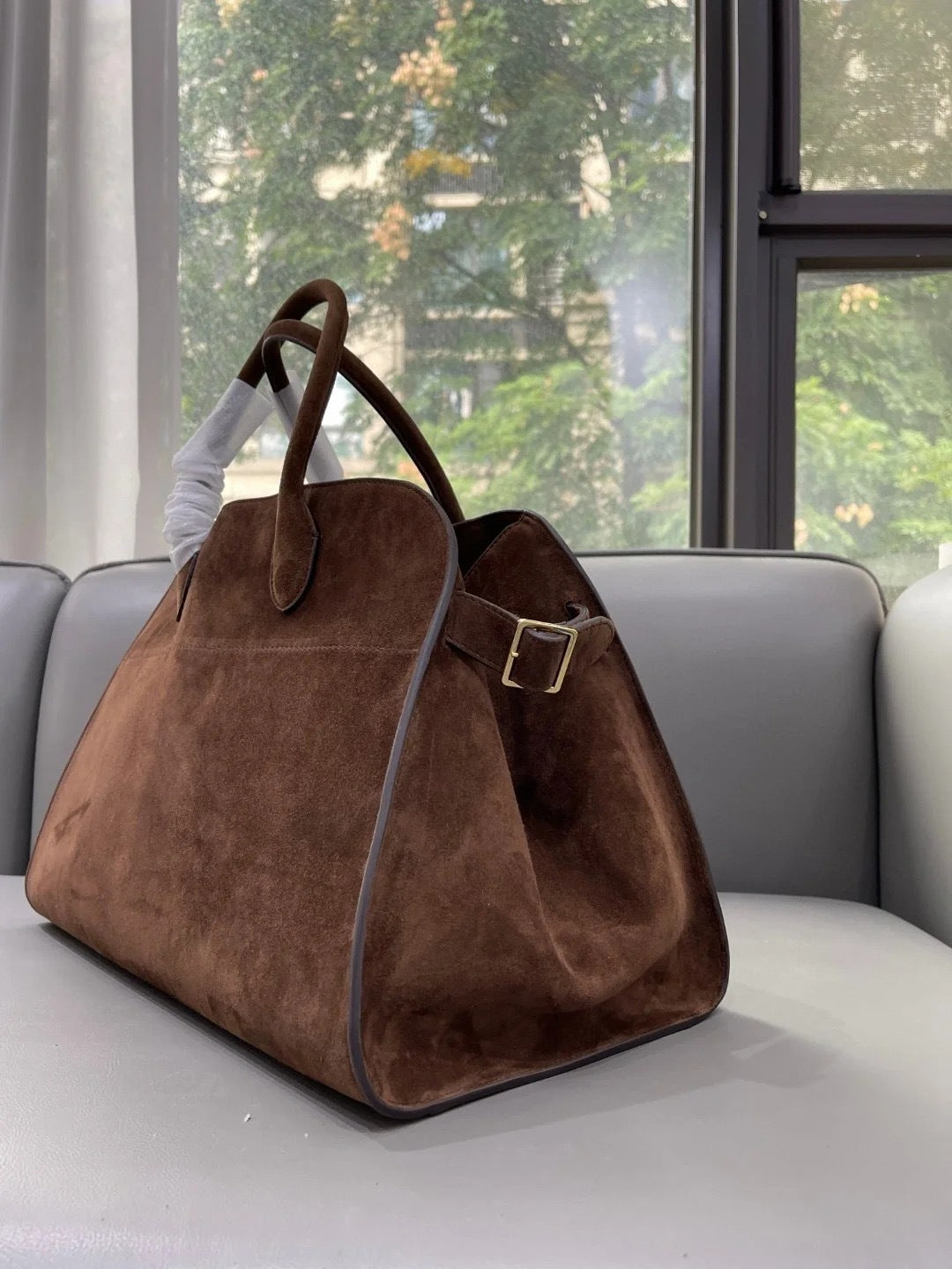 Grand Buckle Top-Handle Tote