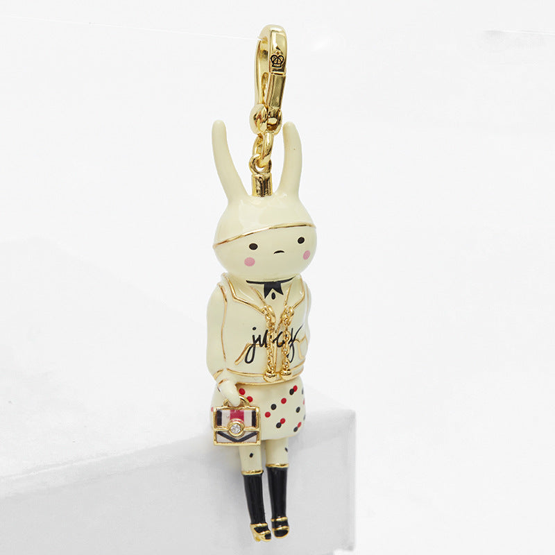 Enamel-Glazed Pendant - Fashionista Bunny