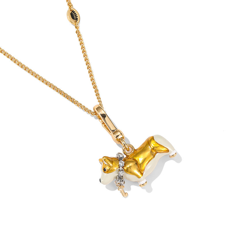 Enamel-Glazed Pendant - Welsh Corgi