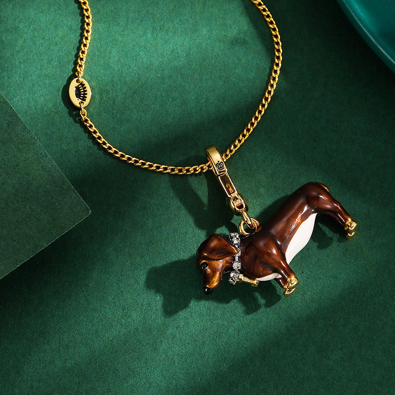 Enamel-Glazed Pendant - Dachshund
