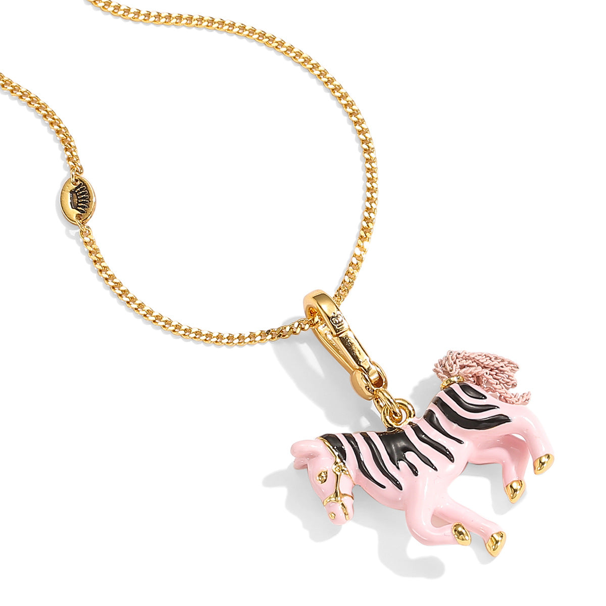 Enamel-Glazed Pendant - Whimsical Zebra