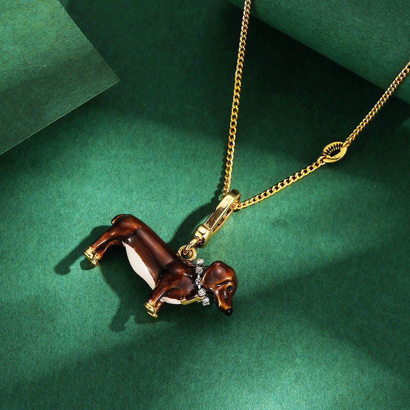 Enamel-Glazed Pendant - Dachshund